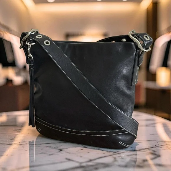 Authentic Coach Vintage Legacy SoHo Black Leather Crossbody Shoulder Bag - Picture 5 of 16